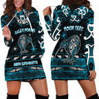 Personalised Ngati Porou Aotearoa Meri Kirihimete Hoodie Dress Maori Kiwi Bird Silver Fern Koru Pattern