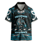 Personalised Ngati Porou Aotearoa Meri Kirihimete Kid Hawaiian Shirt Maori Kiwi Bird Silver Fern Koru Pattern