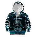Personalised Ngati Porou Aotearoa Meri Kirihimete Kid Hoodie Maori Kiwi Bird Silver Fern Koru Pattern