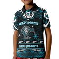 Personalised Ngati Porou Aotearoa Meri Kirihimete Kid Polo Shirt Maori Kiwi Bird Silver Fern Koru Pattern