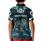 Personalised Ngati Porou Aotearoa Meri Kirihimete Kid Polo Shirt Maori Kiwi Bird Silver Fern Koru Pattern