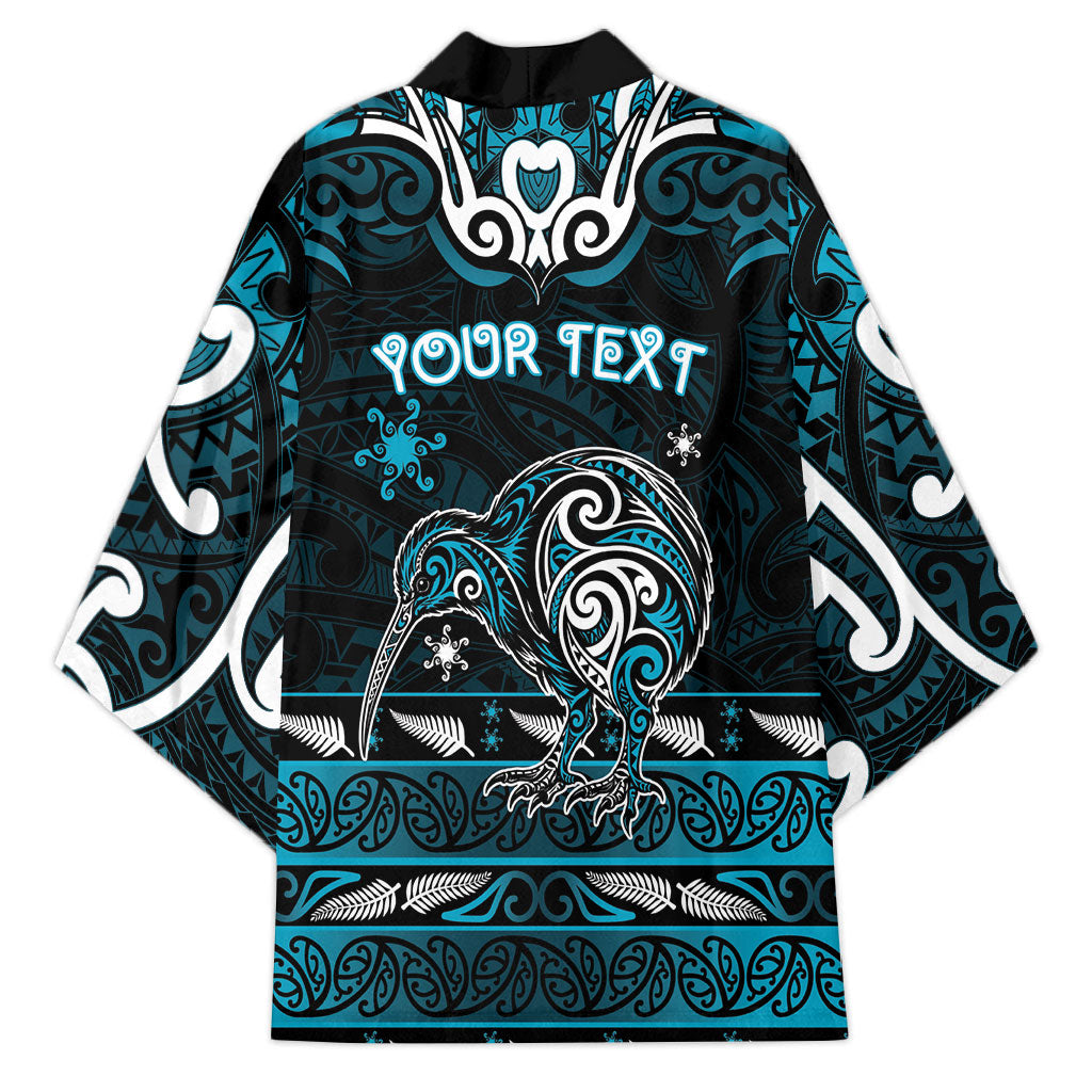 Personalised Ngati Porou Aotearoa Meri Kirihimete Kimono Maori Kiwi Bird Silver Fern Koru Pattern