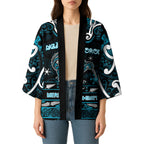 Personalised Ngati Porou Aotearoa Meri Kirihimete Kimono Maori Kiwi Bird Silver Fern Koru Pattern