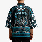 Personalised Ngati Porou Aotearoa Meri Kirihimete Kimono Maori Kiwi Bird Silver Fern Koru Pattern