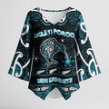 Personalised Ngati Porou Aotearoa Meri Kirihimete Kimono Sleeve Blouse Maori Kiwi Bird Silver Fern Koru Pattern