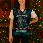 Personalised Ngati Porou Aotearoa Meri Kirihimete Christmas Knitted V-Neck Vest Maori Kiwi Bird Silver Fern Koru Pattern