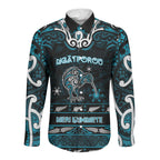 Personalised Ngati Porou Aotearoa Meri Kirihimete Long Sleeve Button Shirt Maori Kiwi Bird Silver Fern Koru Pattern