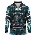 Personalised Ngati Porou Aotearoa Meri Kirihimete Long Sleeve Polo Shirt Maori Kiwi Bird Silver Fern Koru Pattern
