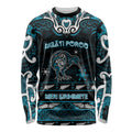 Personalised Ngati Porou Aotearoa Meri Kirihimete Long Sleeve Shirt Maori Kiwi Bird Silver Fern Koru Pattern