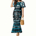 Personalised Ngati Porou Aotearoa Meri Kirihimete Mermaid Dress Maori Kiwi Bird Silver Fern Koru Pattern