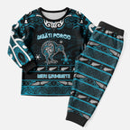 Personalised Ngati Porou Aotearoa Meri Kirihimete Christmas Pajama Set Maori Kiwi Bird Silver Fern Koru Pattern
