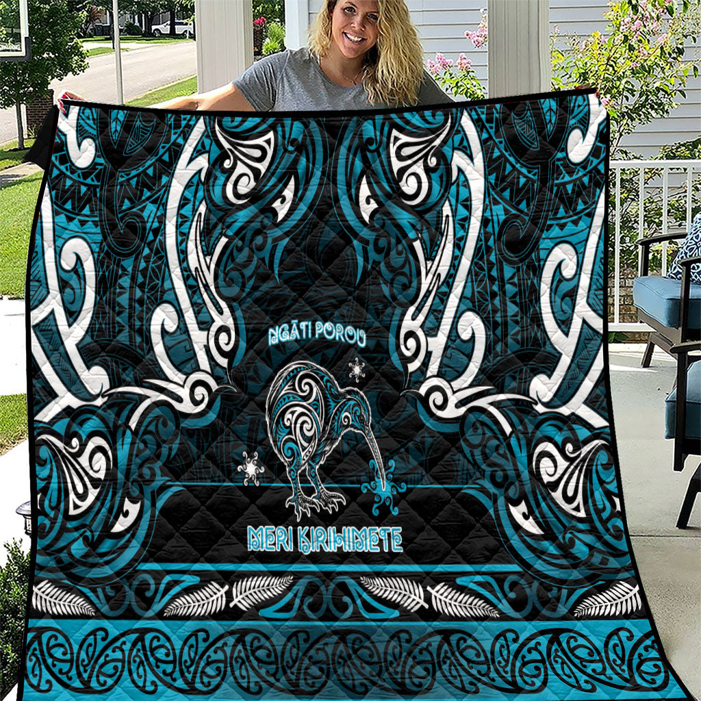 Ngati Porou Aotearoa Meri Kirihimete Quilt Maori Kiwi Bird Silver Fern Koru Pattern