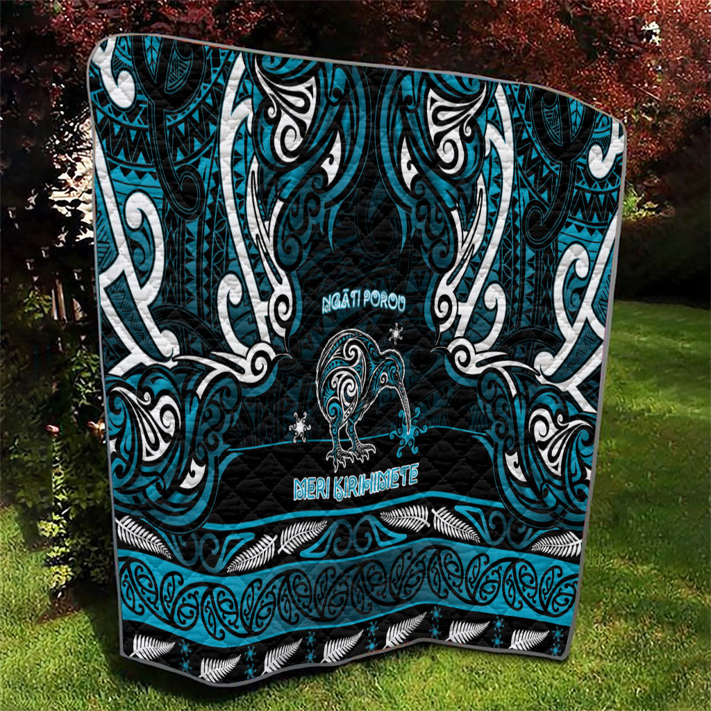 Ngati Porou Aotearoa Meri Kirihimete Quilt Maori Kiwi Bird Silver Fern Koru Pattern