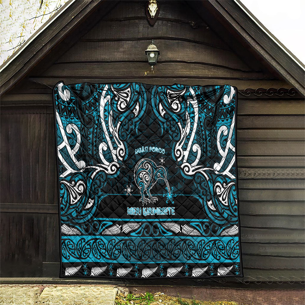 Ngati Porou Aotearoa Meri Kirihimete Quilt Maori Kiwi Bird Silver Fern Koru Pattern