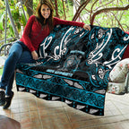 Ngati Porou Aotearoa Meri Kirihimete Quilt Maori Kiwi Bird Silver Fern Koru Pattern