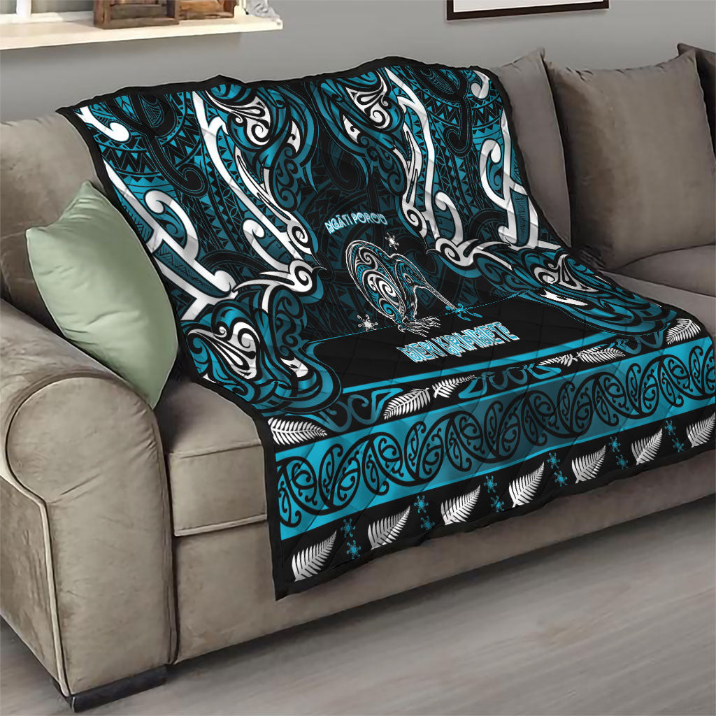 Ngati Porou Aotearoa Meri Kirihimete Quilt Maori Kiwi Bird Silver Fern Koru Pattern
