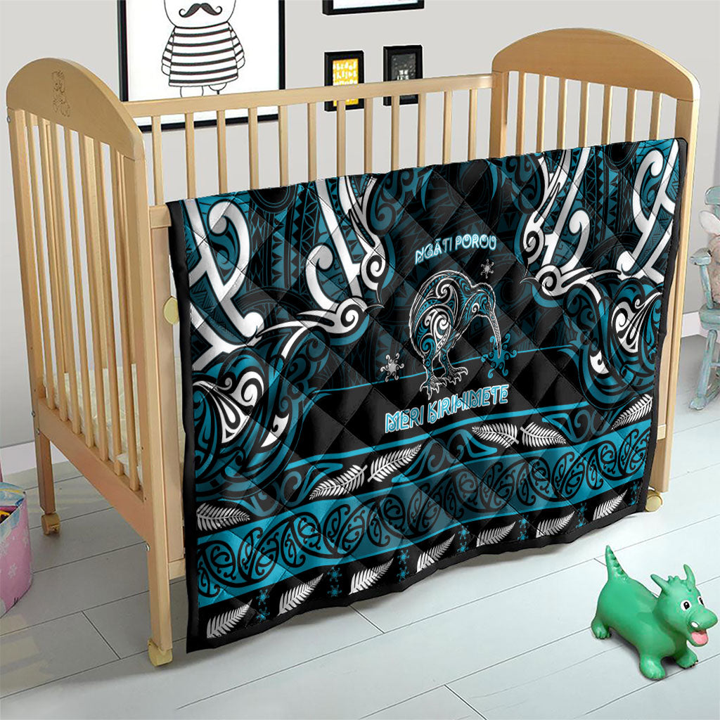 Ngati Porou Aotearoa Meri Kirihimete Quilt Maori Kiwi Bird Silver Fern Koru Pattern