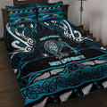 Ngati Porou Aotearoa Meri Kirihimete Quilt Bed Set Maori Kiwi Bird Silver Fern Koru Pattern