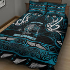 Ngati Porou Aotearoa Meri Kirihimete Quilt Bed Set Maori Kiwi Bird Silver Fern Koru Pattern