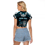 Personalised Ngati Porou Aotearoa Meri Kirihimete Raglan Cropped T Shirt Maori Kiwi Bird Silver Fern Koru Pattern