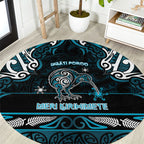 Ngati Porou Aotearoa Meri Kirihimete Round Carpet Maori Kiwi Bird Silver Fern Koru Pattern