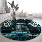 Ngati Porou Aotearoa Meri Kirihimete Round Carpet Maori Kiwi Bird Silver Fern Koru Pattern