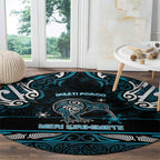 Ngati Porou Aotearoa Meri Kirihimete Round Carpet Maori Kiwi Bird Silver Fern Koru Pattern