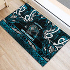 Ngati Porou Aotearoa Meri Kirihimete Rubber Doormat Maori Kiwi Bird Silver Fern Koru Pattern