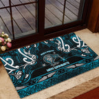 Ngati Porou Aotearoa Meri Kirihimete Rubber Doormat Maori Kiwi Bird Silver Fern Koru Pattern