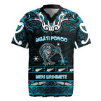 Personalised Ngati Porou Aotearoa Meri Kirihimete Rugby Jersey Maori Kiwi Bird Silver Fern Koru Pattern