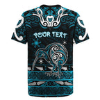 Personalised Ngati Porou Aotearoa Meri Kirihimete Rugby Jersey Maori Kiwi Bird Silver Fern Koru Pattern