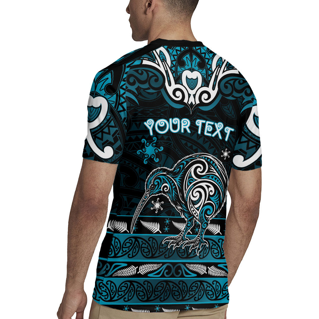 Personalised Ngati Porou Aotearoa Meri Kirihimete Rugby Jersey Maori Kiwi Bird Silver Fern Koru Pattern