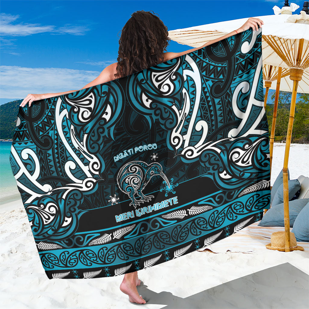 Ngati Porou Aotearoa Meri Kirihimete Sarong Maori Kiwi Bird Silver Fern Koru Pattern