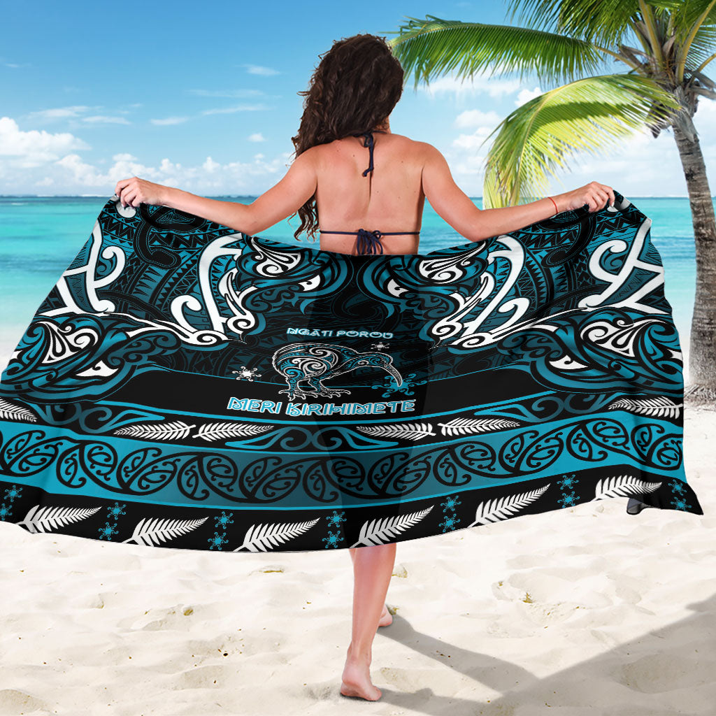 Ngati Porou Aotearoa Meri Kirihimete Sarong Maori Kiwi Bird Silver Fern Koru Pattern