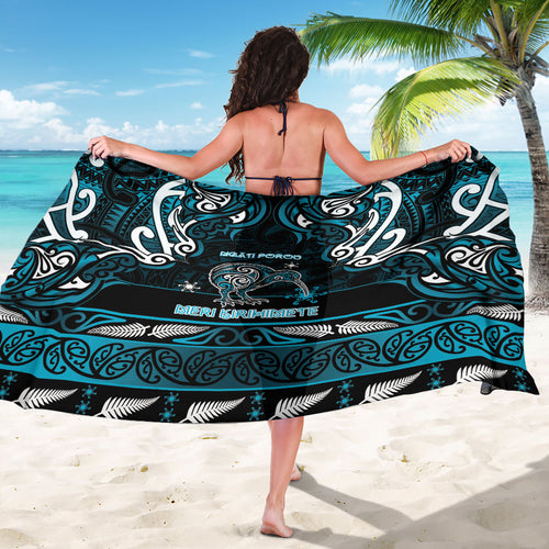 Ngati Porou Aotearoa Meri Kirihimete Sarong Maori Kiwi Bird Silver Fern Koru Pattern