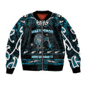 Personalised Ngati Porou Aotearoa Meri Kirihimete Sleeve Zip Bomber Jacket Maori Kiwi Bird Silver Fern Koru Pattern