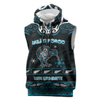 Personalised Ngati Porou Aotearoa Meri Kirihimete Sleeveless Hoodie Maori Kiwi Bird Silver Fern Koru Pattern