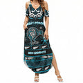Personalised Ngati Porou Aotearoa Meri Kirihimete Summer Maxi Dress Maori Kiwi Bird Silver Fern Koru Pattern