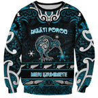 Personalised Ngati Porou Aotearoa Meri Kirihimete Sweatshirt Maori Kiwi Bird Silver Fern Koru Pattern