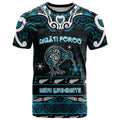 Personalised Ngati Porou Aotearoa Meri Kirihimete T Shirt Maori Kiwi Bird Silver Fern Koru Pattern