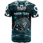 Personalised Ngati Porou Aotearoa Meri Kirihimete T Shirt Maori Kiwi Bird Silver Fern Koru Pattern