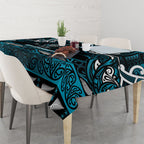 Ngati Porou Aotearoa Meri Kirihimete Tablecloth Maori Kiwi Bird Silver Fern Koru Pattern