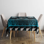 Ngati Porou Aotearoa Meri Kirihimete Tablecloth Maori Kiwi Bird Silver Fern Koru Pattern