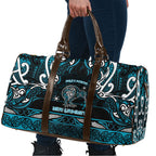 Ngati Porou Aotearoa Meri Kirihimete Travel Bag Maori Kiwi Bird Silver Fern Koru Pattern