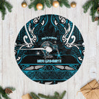 Ngati Porou Aotearoa Meri Kirihimete Tree Skirt Maori Kiwi Bird Silver Fern Koru Pattern