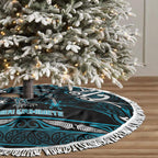 Ngati Porou Aotearoa Meri Kirihimete Tree Skirt Maori Kiwi Bird Silver Fern Koru Pattern