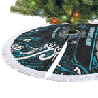 Ngati Porou Aotearoa Meri Kirihimete Tree Skirt Maori Kiwi Bird Silver Fern Koru Pattern