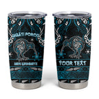 Personalised Ngati Porou Aotearoa Meri Kirihimete Tumbler Cup Maori Kiwi Bird Silver Fern Koru Pattern
