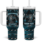 Personalised Ngati Porou Aotearoa Meri Kirihimete Tumbler With Handle Maori Kiwi Bird Silver Fern Koru Pattern