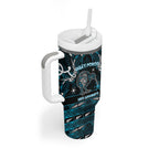 Personalised Ngati Porou Aotearoa Meri Kirihimete Tumbler With Handle Maori Kiwi Bird Silver Fern Koru Pattern